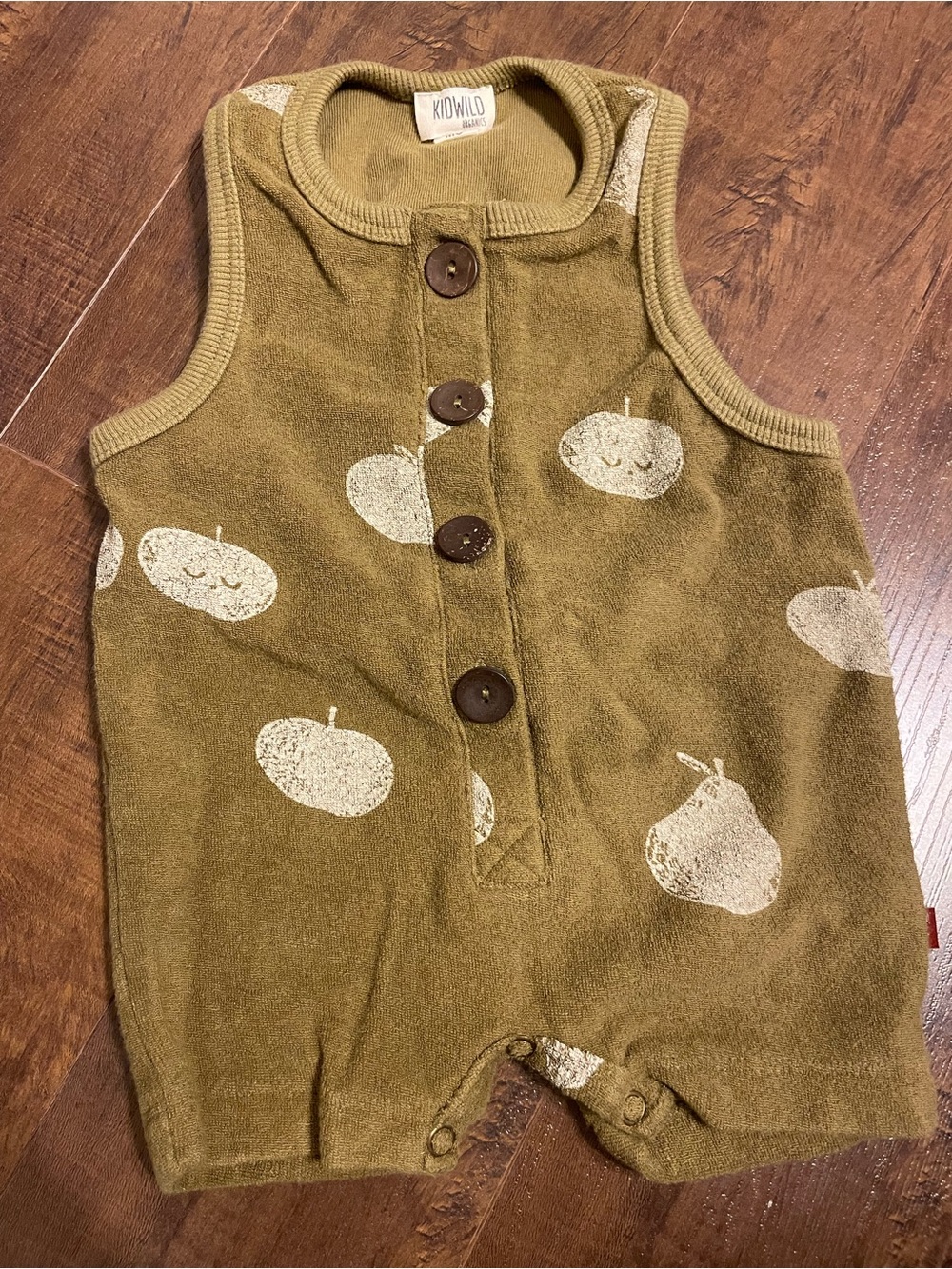 Kid Wild Olive Green Fruit Print Romper